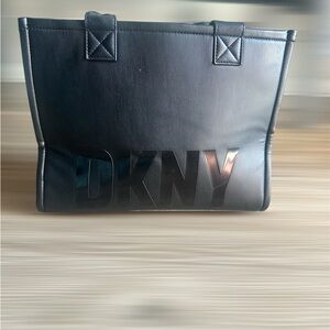 DKNY Sleek Black Leather Tote